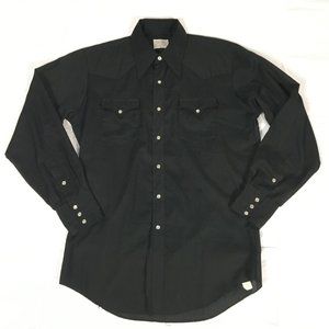 H BAR C Long Tail Western Shirt Mens L Black
